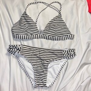hollister striped matching bikini set